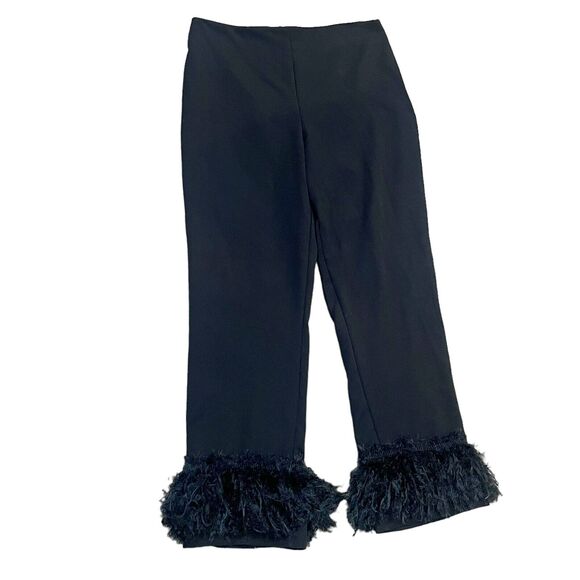 Twisted Wunder London Faux Feather Hem Pants Straight Leg - Picture 1 of 9